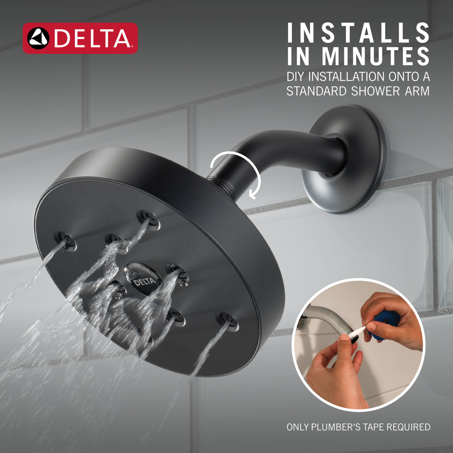 H<sub>2</sub>Okinetic&reg; Single-Setting Raincan Shower Head