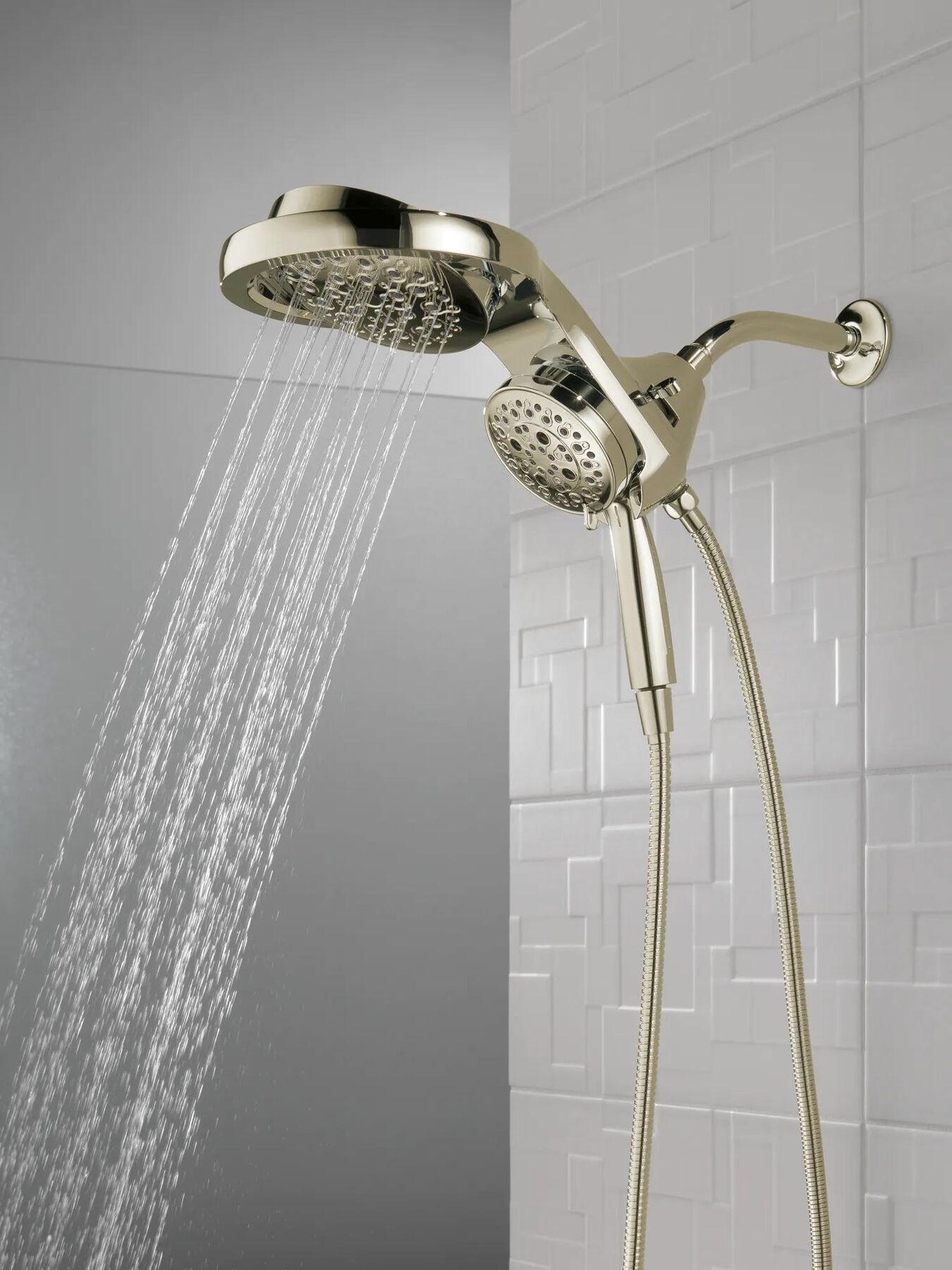 HydroRain&reg; H<sub>2</sub>Okinetic&reg; 5-Setting Two-in-One Shower Head (Recertified)