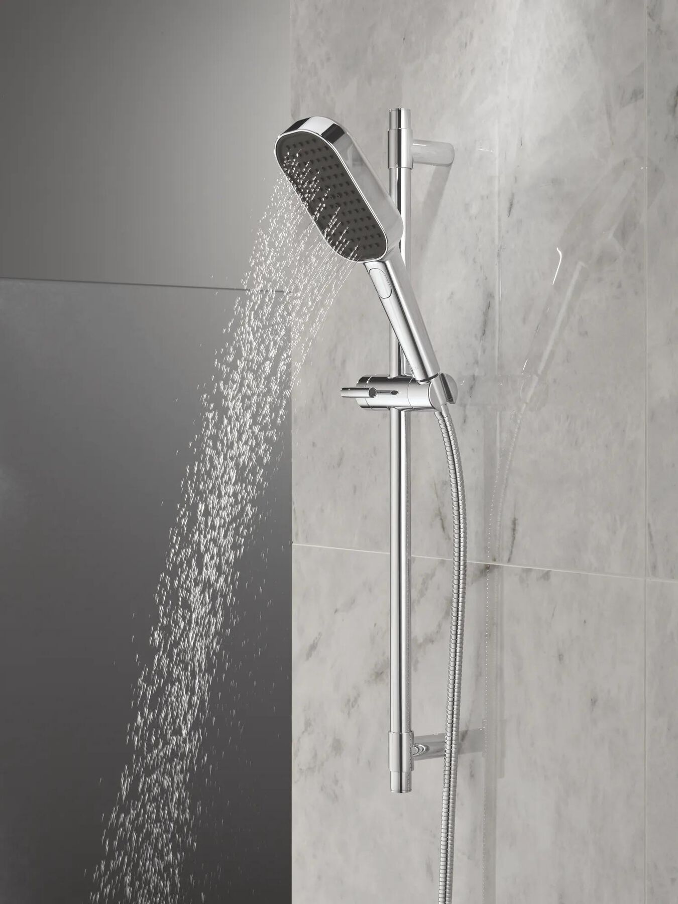 4-Setting Hand Shower with Slide Bar featuring FeatherRain&trade; Spray