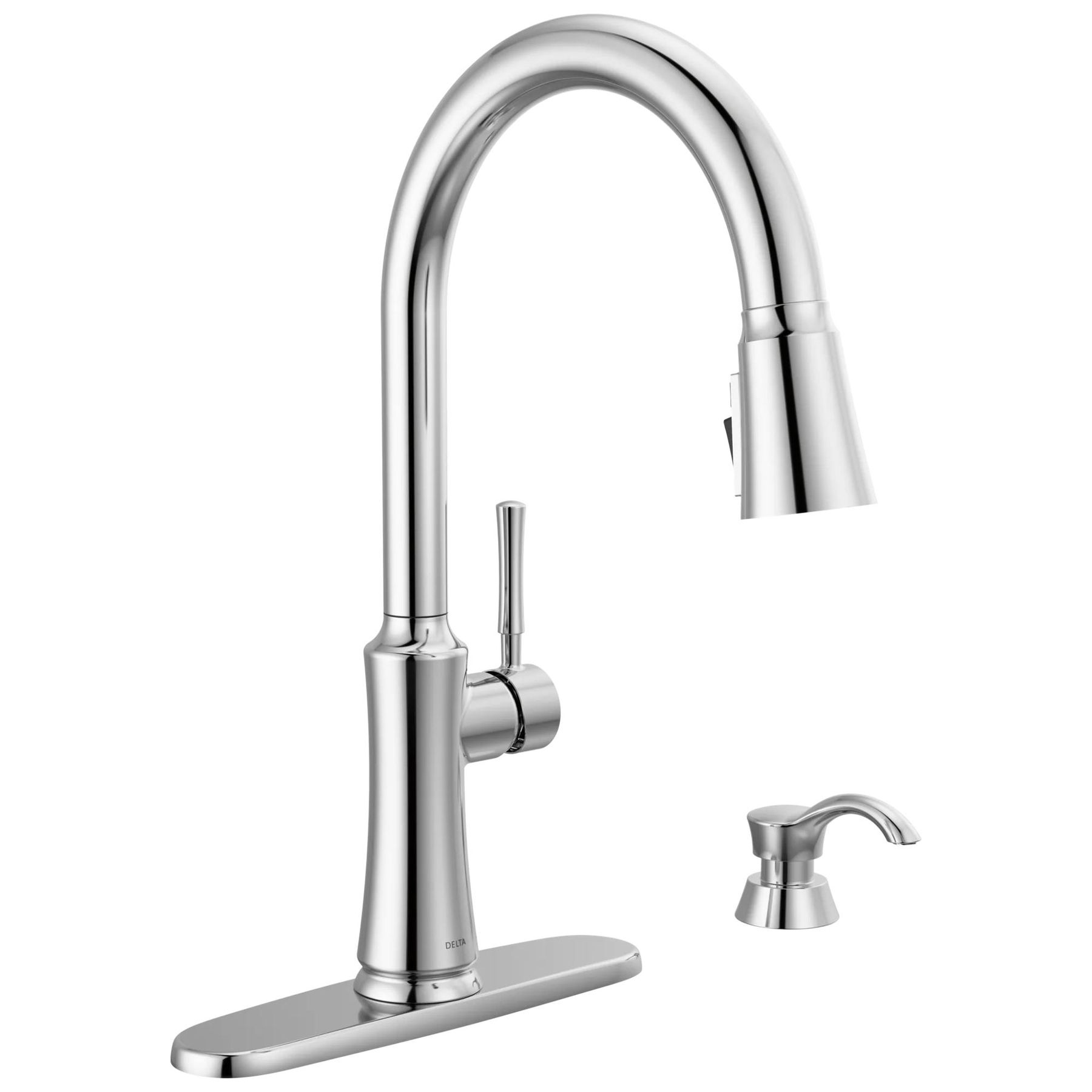 Single Handle Pull-Down Kitchen Faucet with Soap Dispenser and ShieldSpray Technology