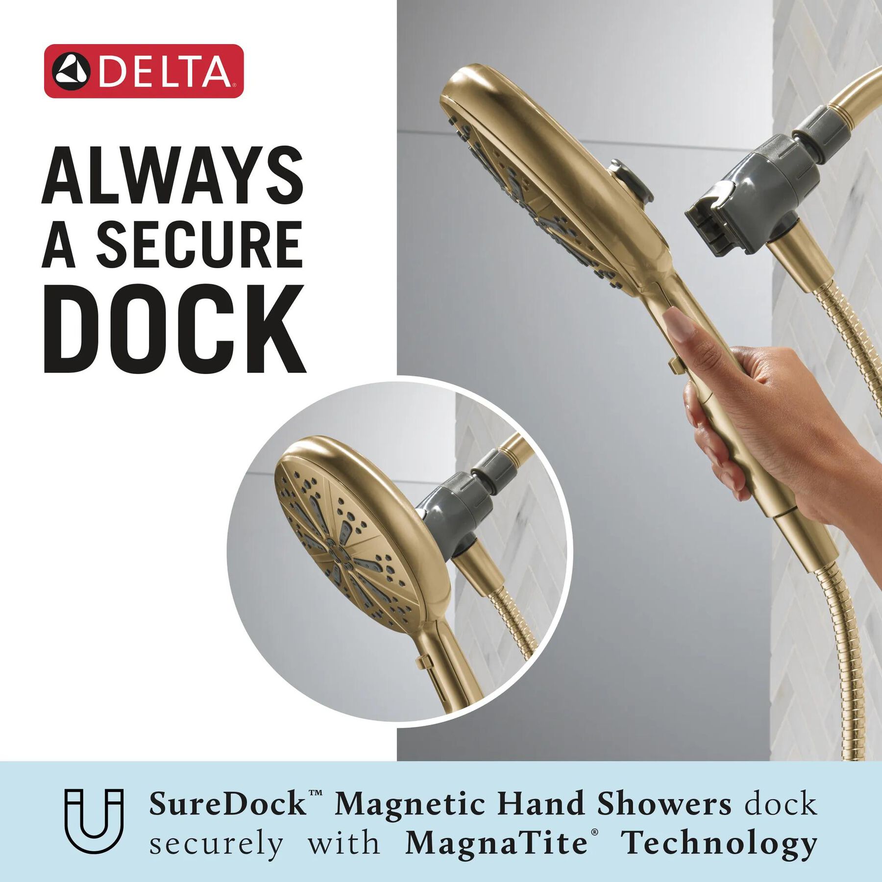 6-Setting SureDock&reg; Magnetic Hand Shower