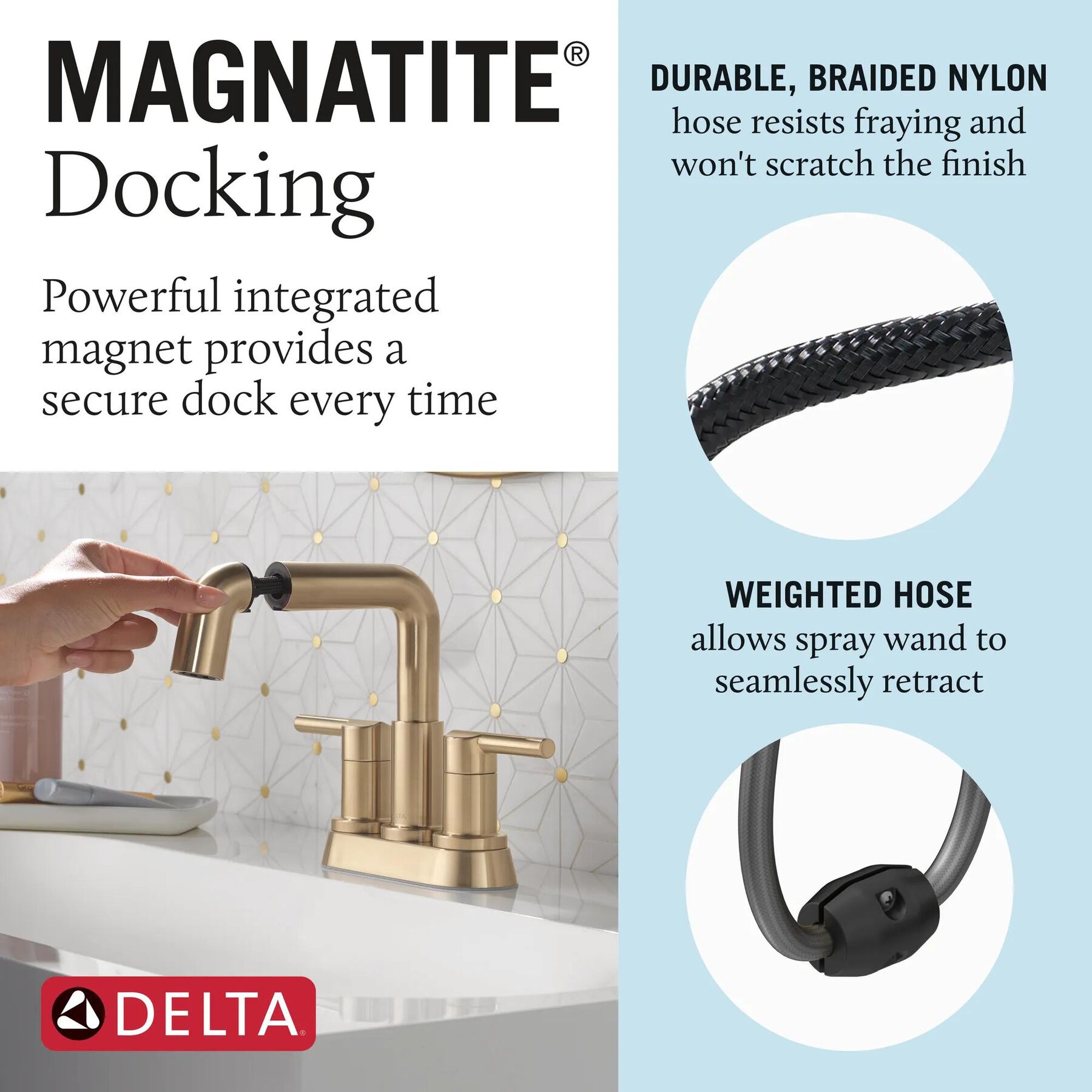 Two Handle Centerset Pull-Down Bathroom Faucet