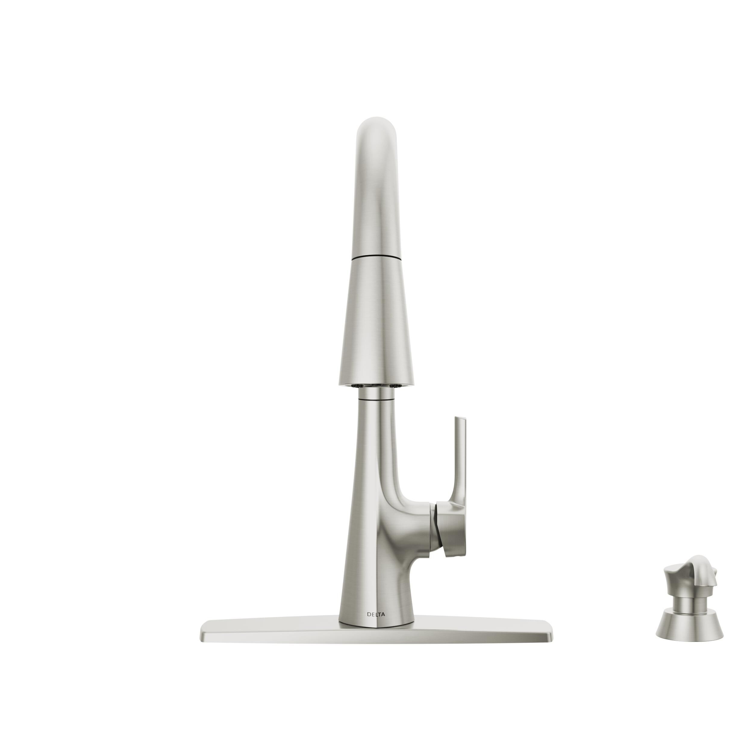 Single Handle Pull-Down Kitchen Faucet with Soap Dispenser and