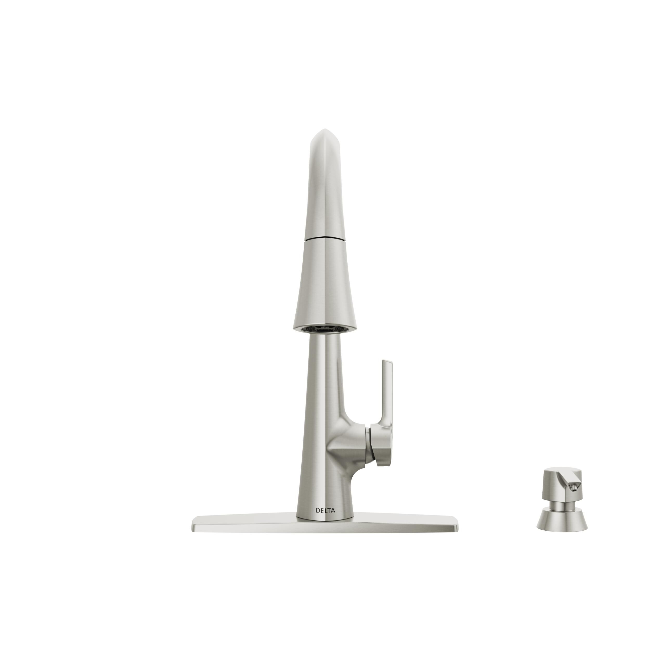 Single Handle Pull-Down Kitchen Faucet with Soap Dispenser and