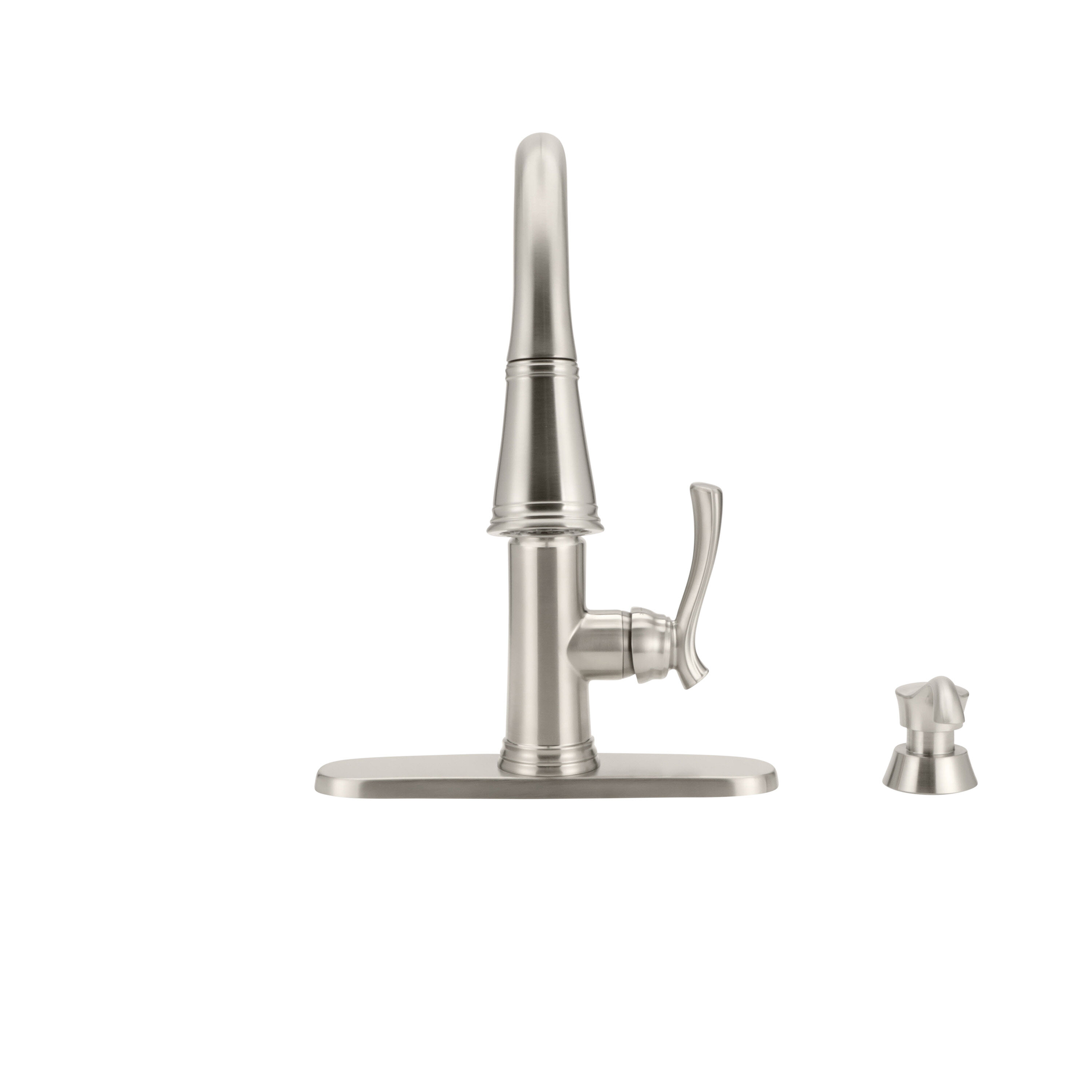 Single Handle Pull-Down Kitchen Faucet with Soap Dispenser and