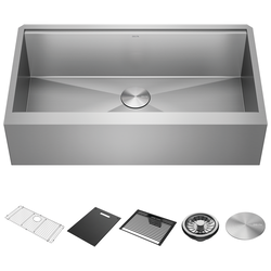 36” Workstation Undermount Single Bowl 16 Gauge Stainless Steel Farmhouse Apron Front Kitchen Sink with WorkFlow™ Ledge and Accessories