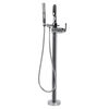 Single Handle Floor Mount Tub Filler Trim with Hand Shower (Recertified)
