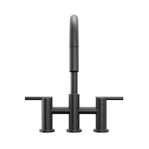 Two Handle Pull-Down Bridge Kitchen Faucet