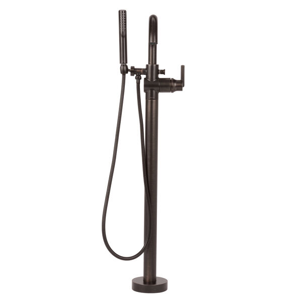 Single Handle Floor Mount Tub Filler Trim with Hand Shower