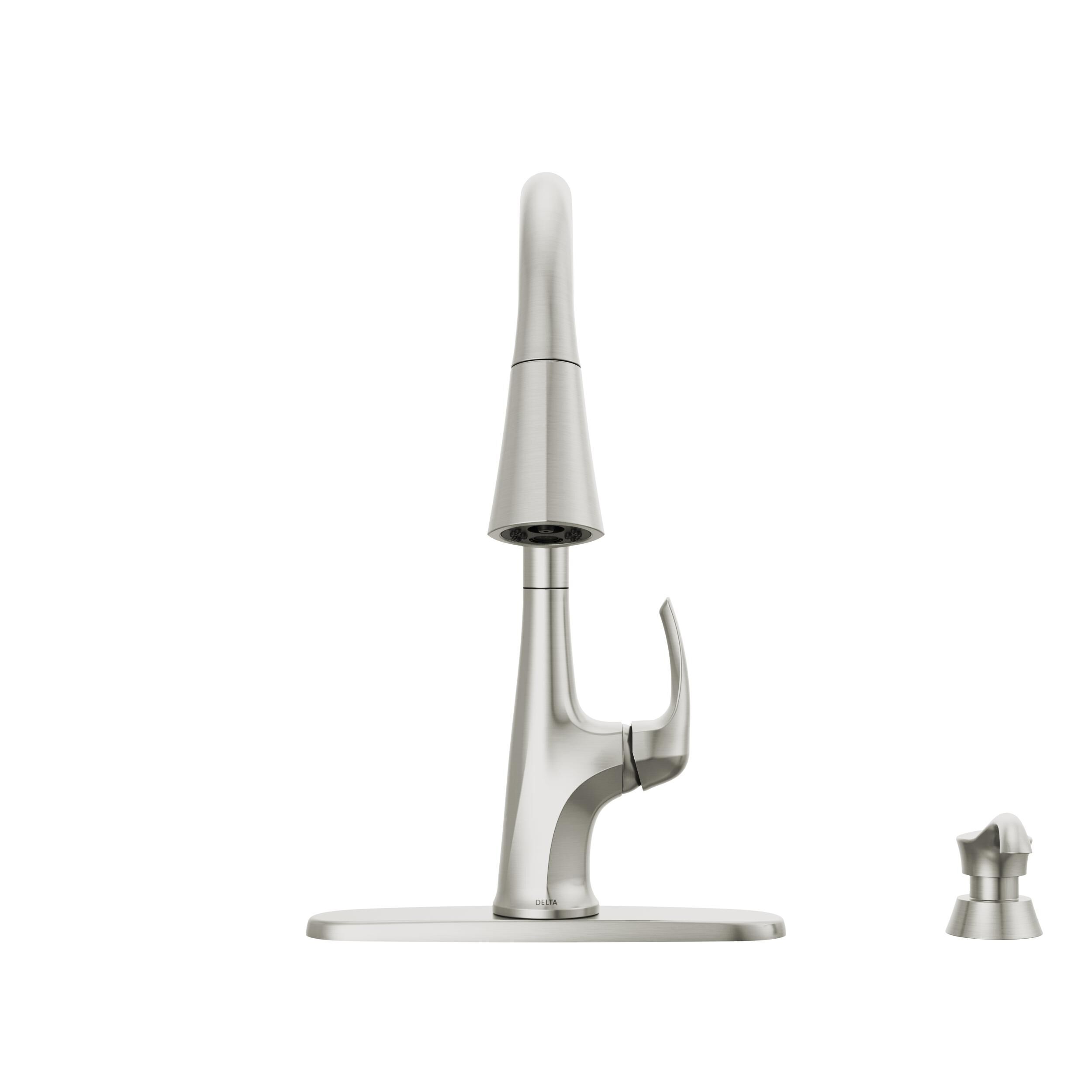 Single Handle Pull-Down Kitchen Faucet with Soap Dispenser and