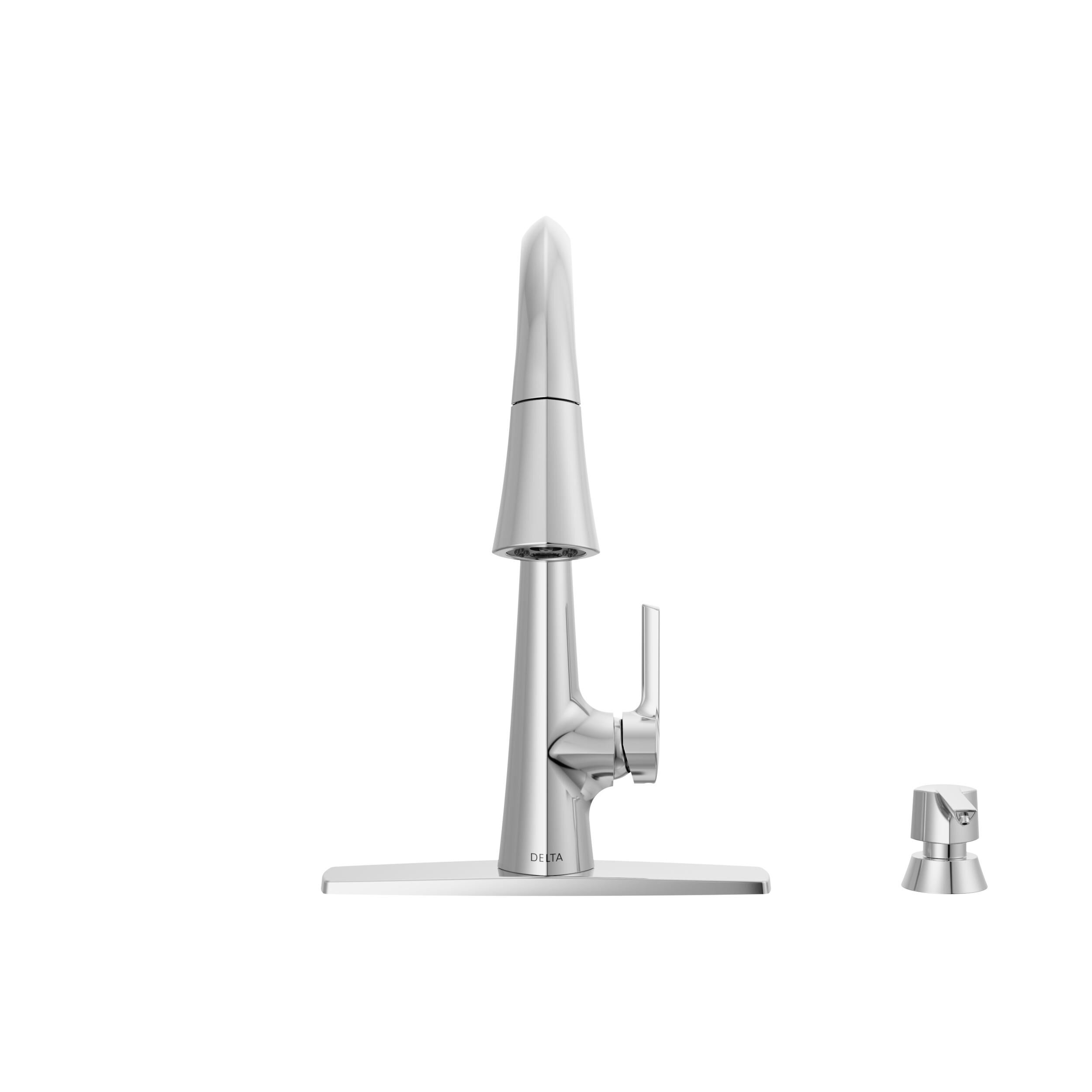 Single Handle Pull-Down Kitchen Faucet with Soap Dispenser and