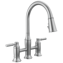 Two Handle Pull-Down Bridge Kitchen Faucet