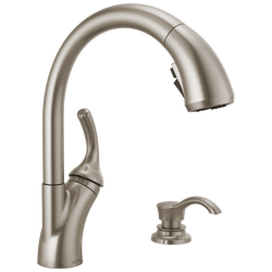 Single Handle Pull-Out Kitchen Faucet with Soap Dispenser and ShieldSpray® Technology