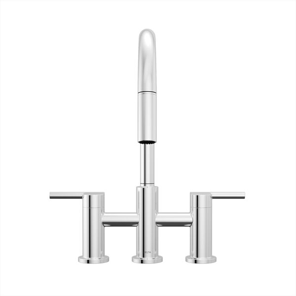 Two Handle Pull-Down Bridge Kitchen Faucet