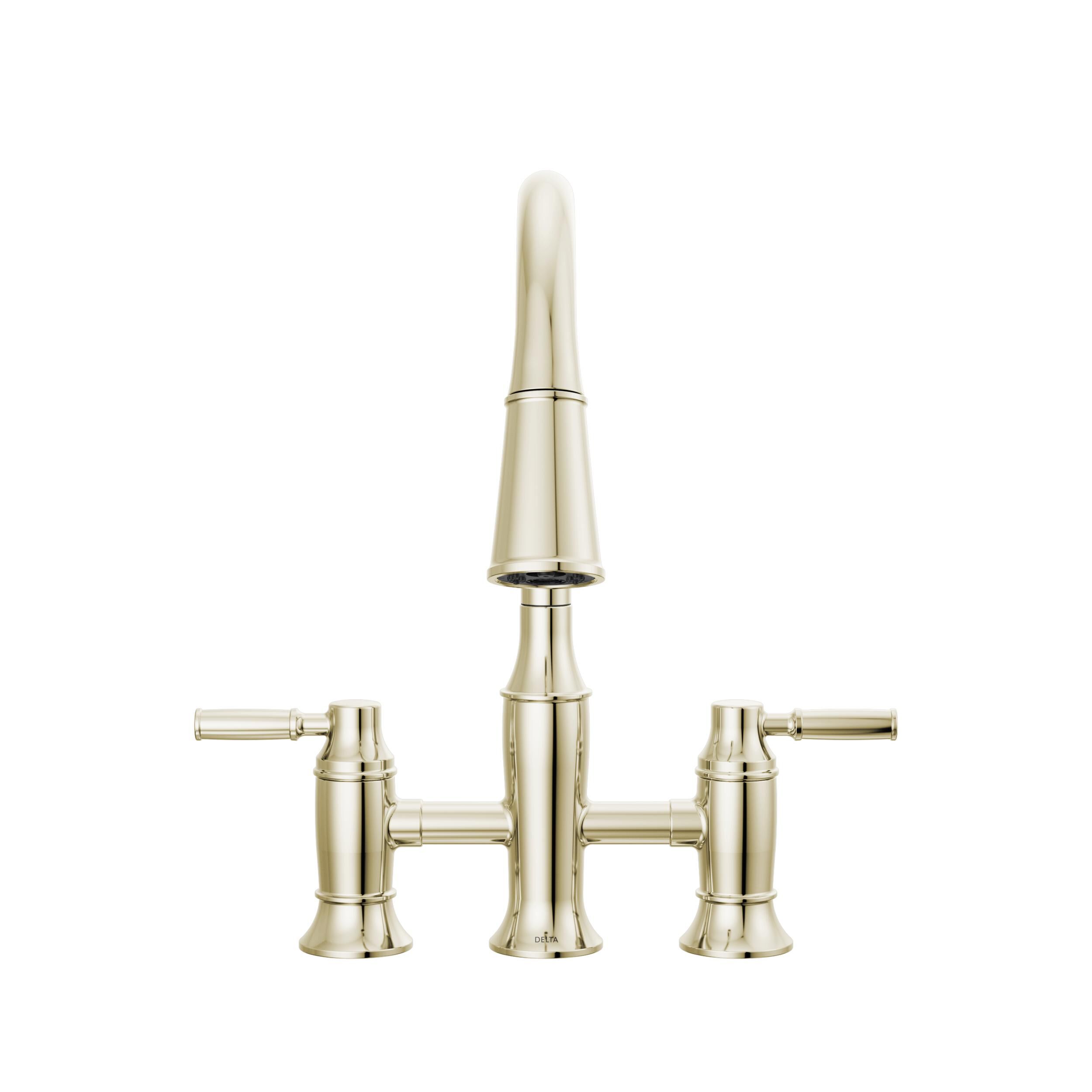 Two Handle Pull-Down Bridge Kitchen Faucet in Lumicoat® Polished