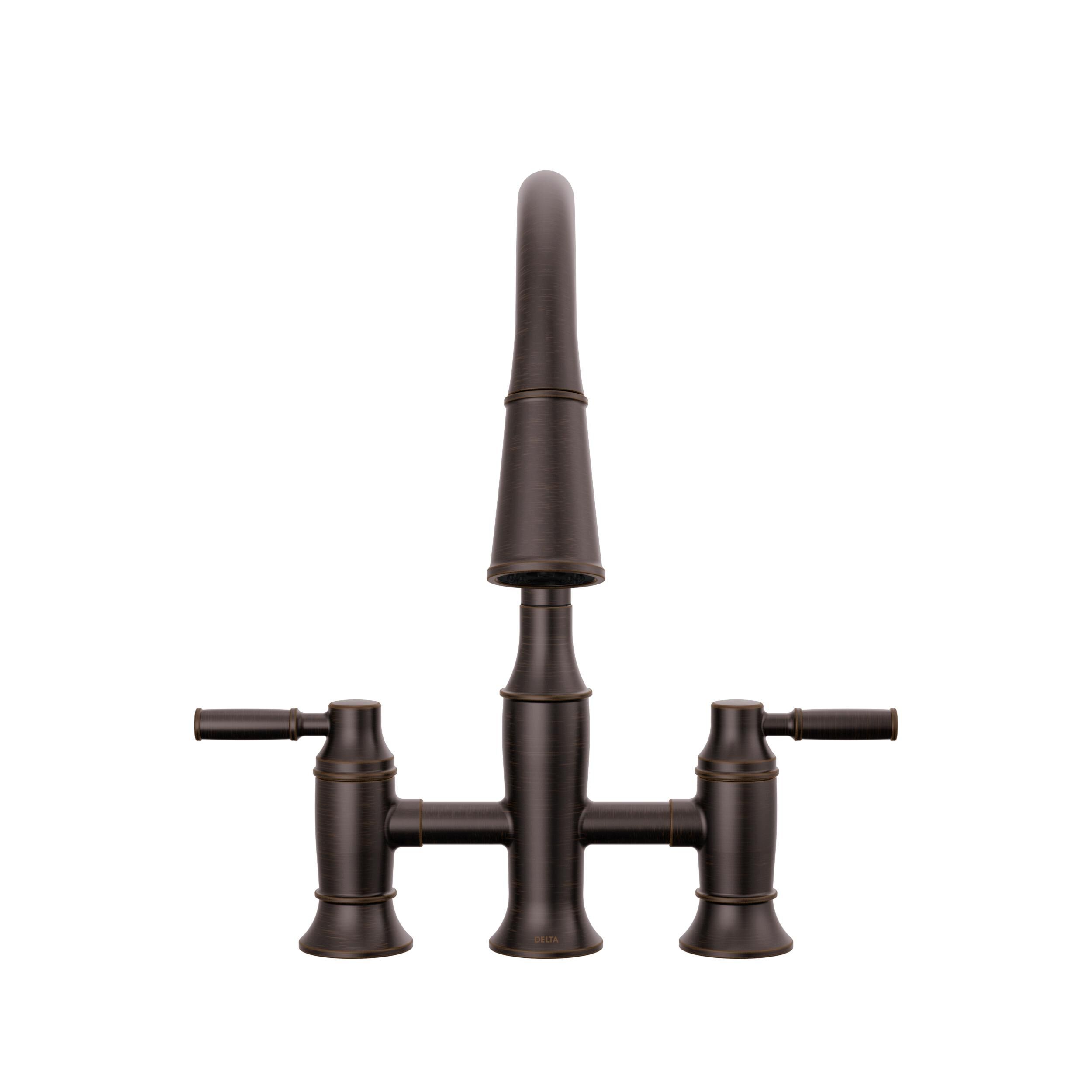 Two Handle Pull-Down Bridge Kitchen Faucet in Venetian Bronze