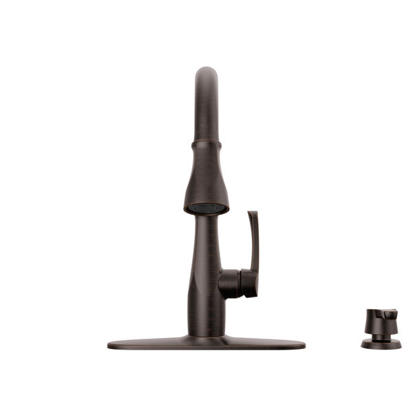 Single Handle Pull-Down Kitchen Faucet with Soap Dispenser and ShieldSpray &reg; Technology