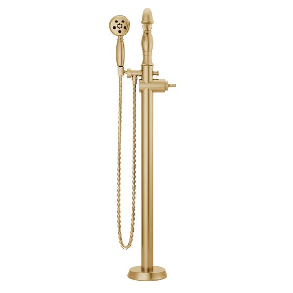 Single Handle Floor Mount Tub Filler Trim with Hand Shower - Less Handle
