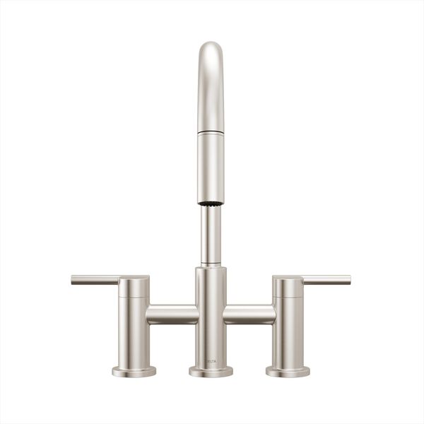 Two Handle Pull-Down Bridge Kitchen Faucet