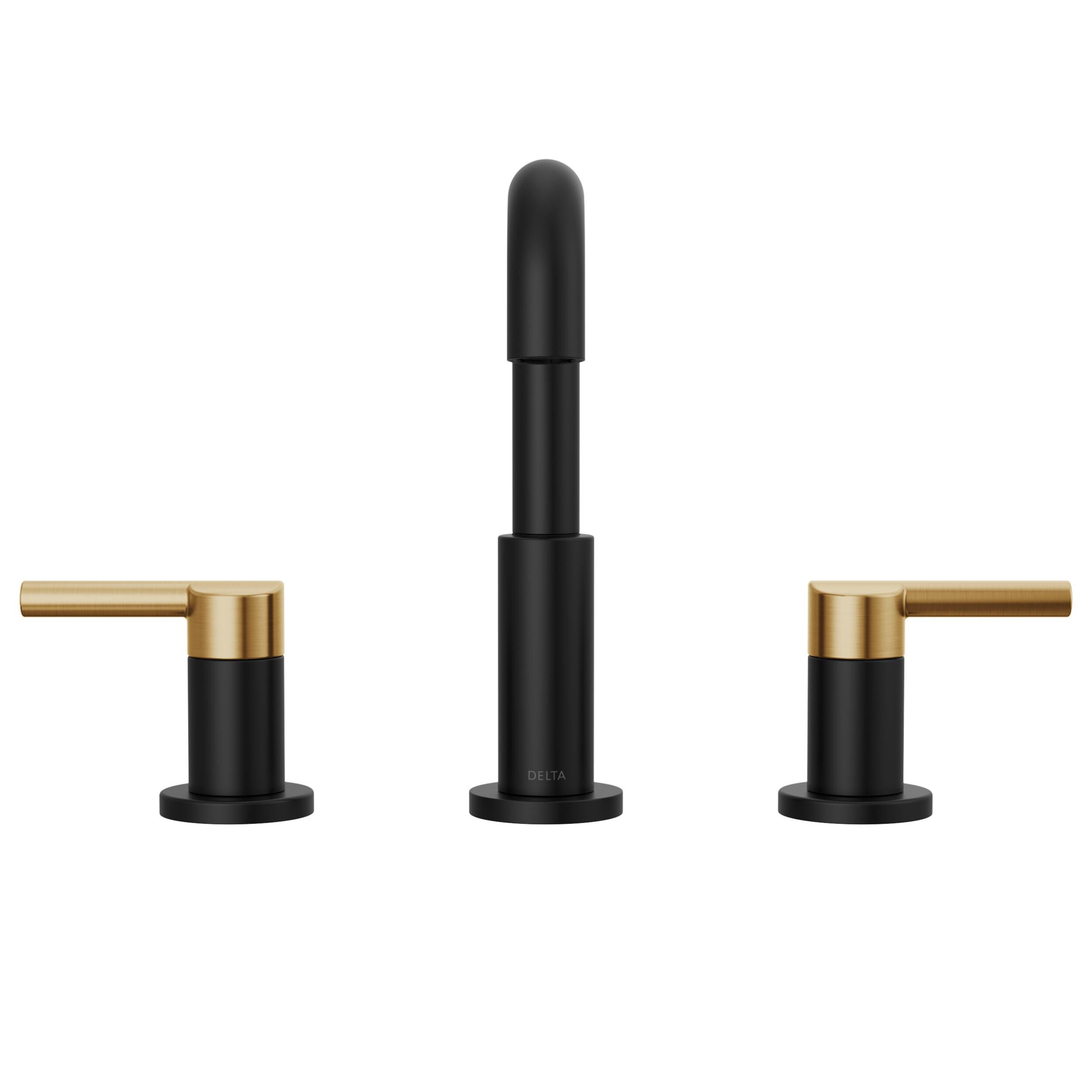 Two Handle Widespread Bathroom Faucet in Matte Black / Champagne