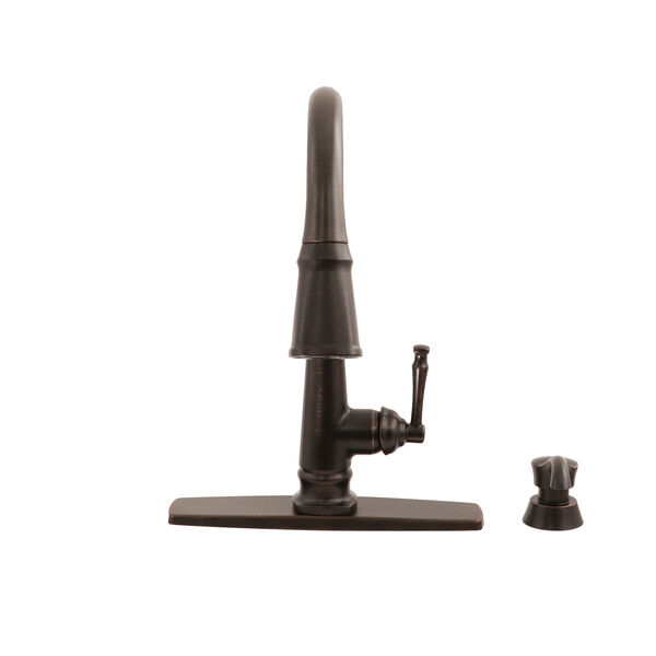 Single Handle Pull-Down Kitchen Faucet with Soap Dispenser and ShieldSpray Technology
