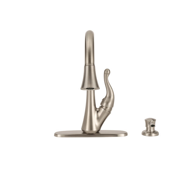 Single Handle Pull-Down Kitchen Faucet with Soap Dispenser