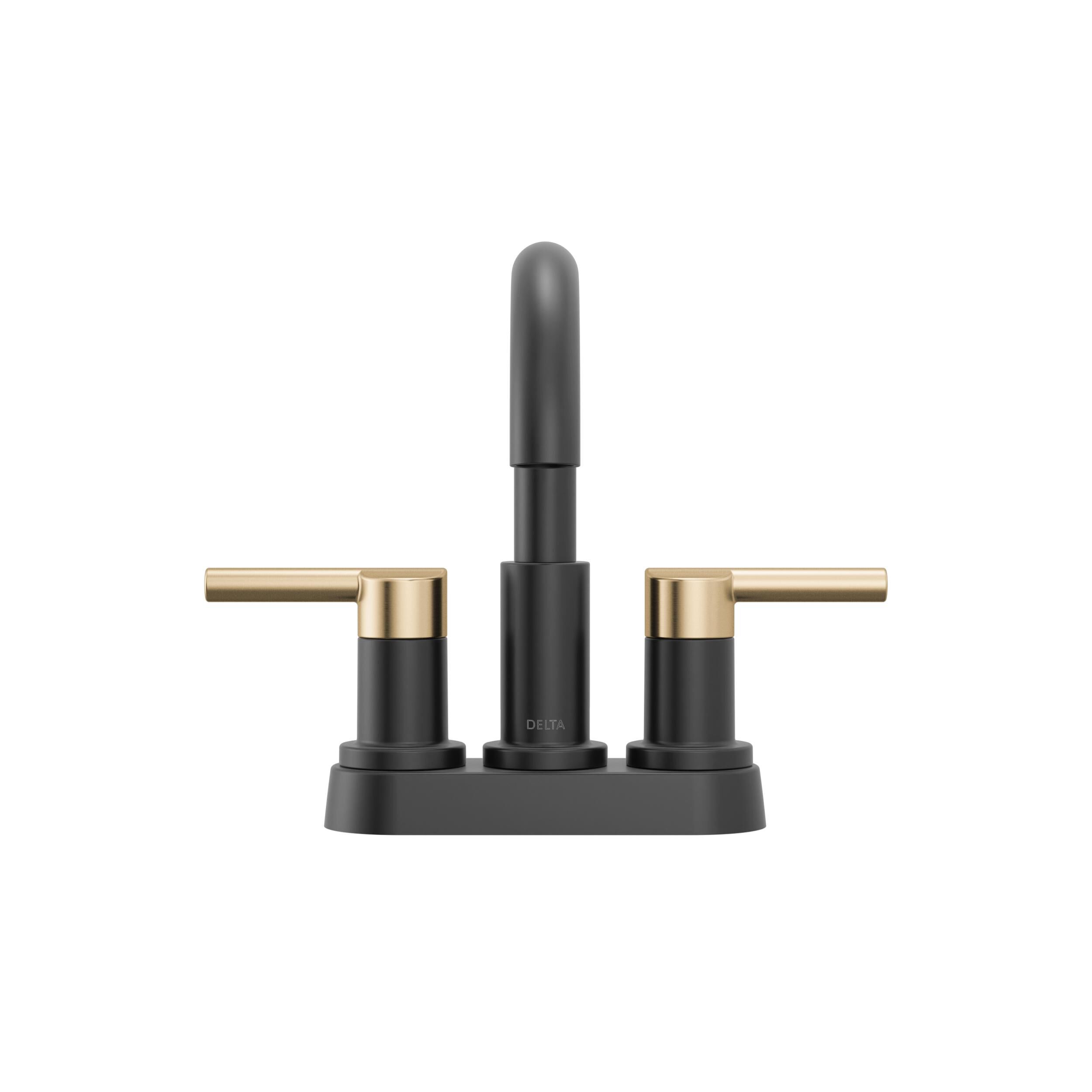 Two Handle Centerset Bathroom Faucet in Matte Black / Champagne
