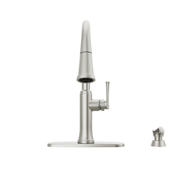 Single Handle Pull-Down Kitchen Faucet with Soap Dispenser and ShieldSpray Technology