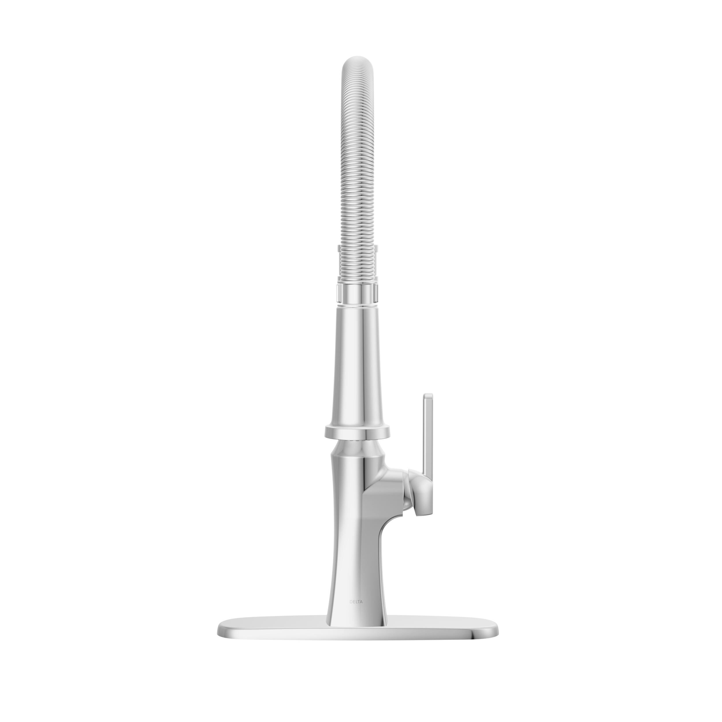 Single Handle Pull-Down Kitchen Faucet With Spring Spout in Chrome