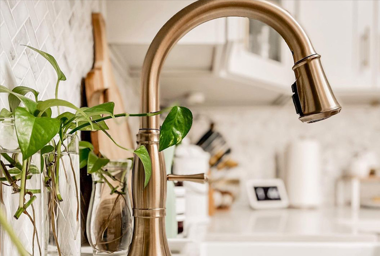 Cassidy™ Single Handle Pulldown Kitchen Faucet In Lumicoat Champagne Bronze