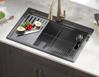 Image of Everest 33 inch Black Top Mount Sink
