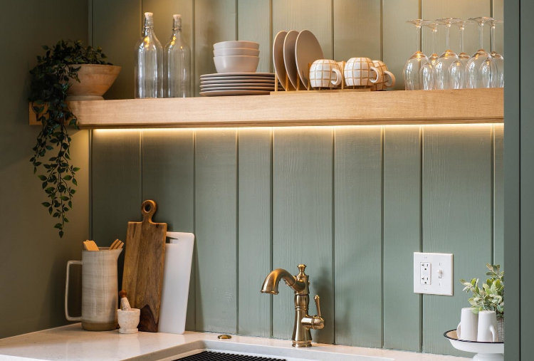 @ocdesignandstaging's kitchen with lighted open shelving