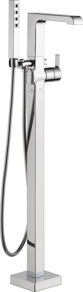 Single Handle Floor Mount Tub Filler Trim with Hand Shower