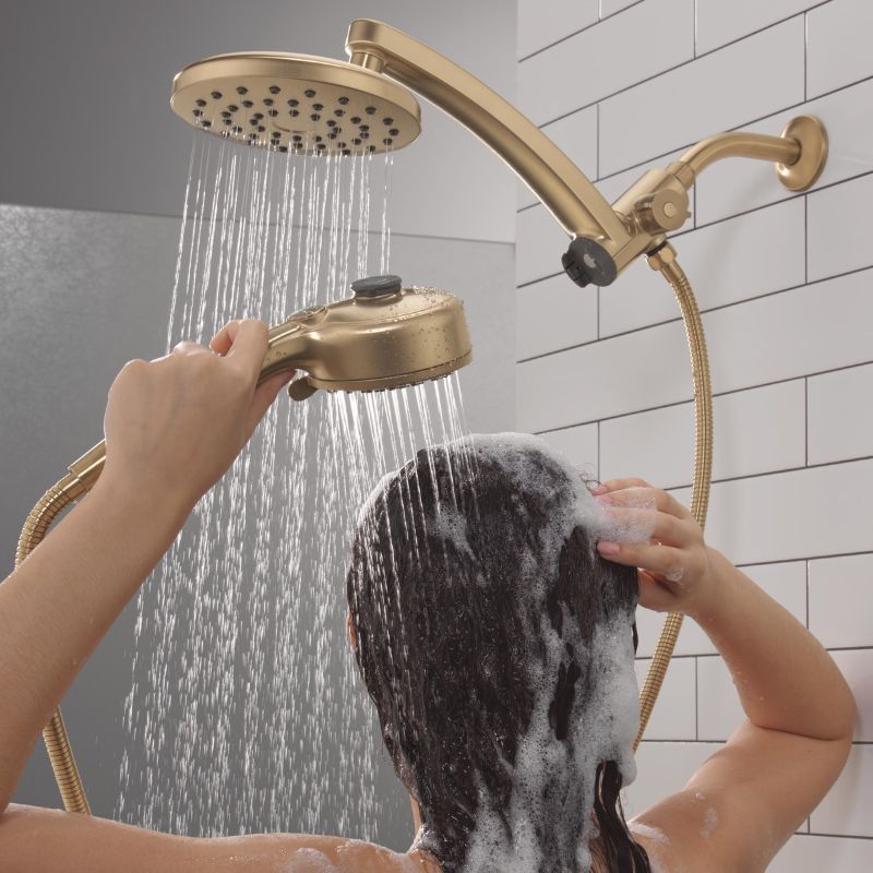 mother washing hair in shower