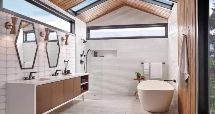 bright barrier free bathroom with windows