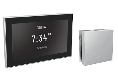  Delta steam showers: Steamscape Deluxe package: control screen and chrome steamer.