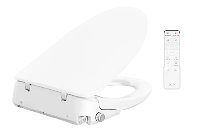 Delta toilet seats: Refresh Electric Bidet smart toilet seat with remote in white.