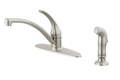 Delta Foundations Single Handle Kitchen Faucet with Spray in Stainless.